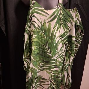 Robbie Bee Green Leaf Print Maxi Dress